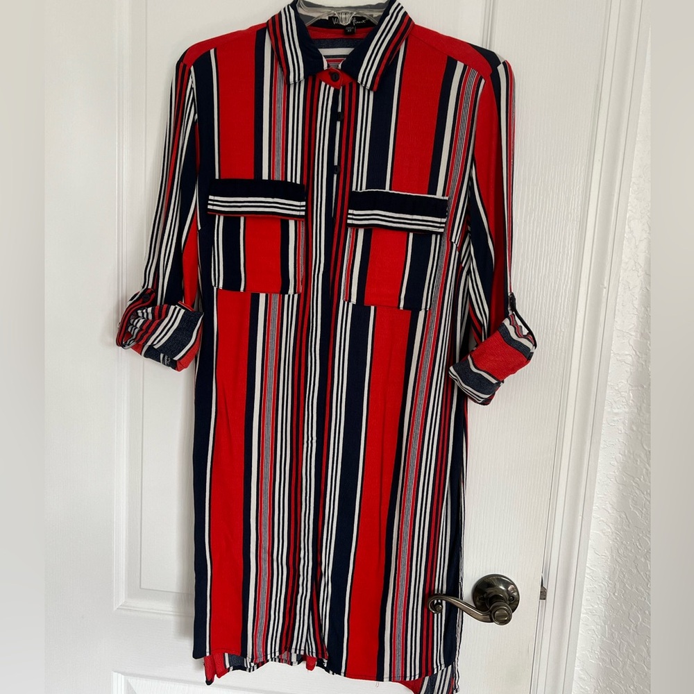 Velvet Heart Red and Black Long Sleeve Shirt Dress